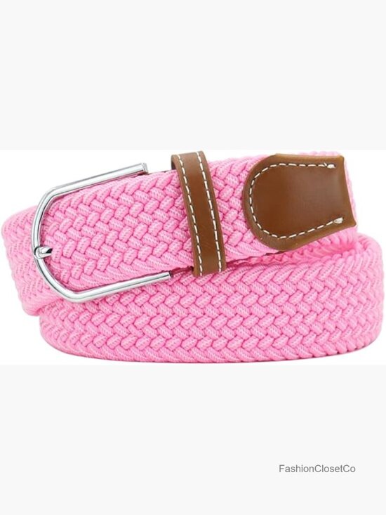 Woven Stretch Braided Belt with Alloy Buckle - Elastic Unisex Belt